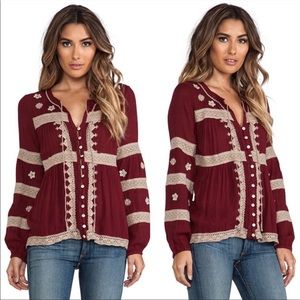 COPY - FREE PEOPLE Iris Peasant Blouse Cranberry
